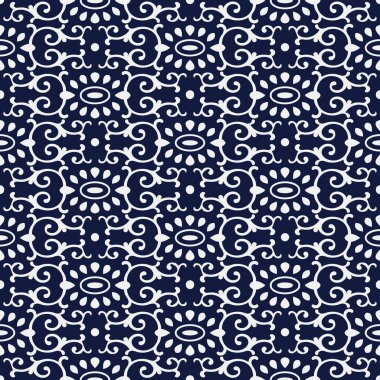 Kesintisiz mavi Çin arka plan oryantal oval eğri sarmal cros