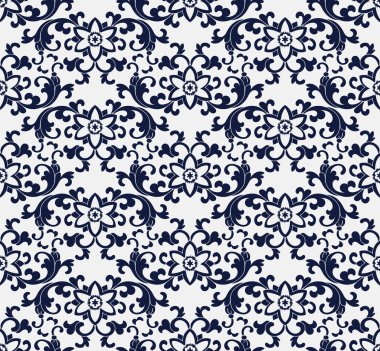 Kesintisiz mavi Çin arka plan oryantal Botanik Bahçesi sarmal 