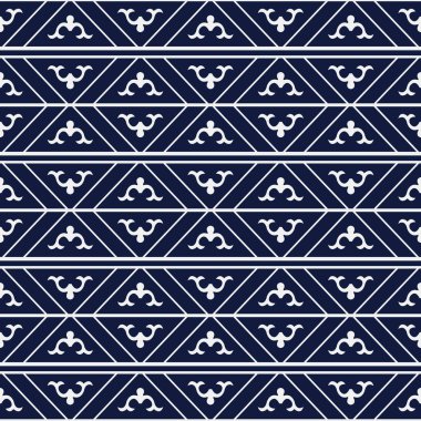 Kesintisiz mavi Çin arka plan retro geometri kadraj kontrol