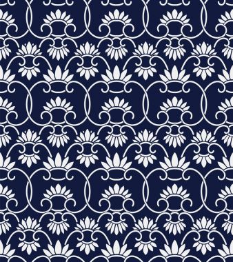 Kesintisiz mavi Çin arka plan retro Çin sarmal eğri çapraz 