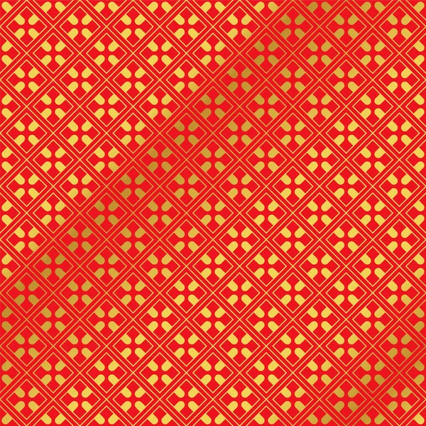 Seamless Golden Chinese Background quadrado verificar geometria cruzada f — Vetor de Stock