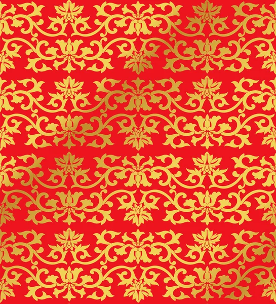 Sans couture Golden Chinese Arrière-plan botanique spirale croix fleur v — Image vectorielle