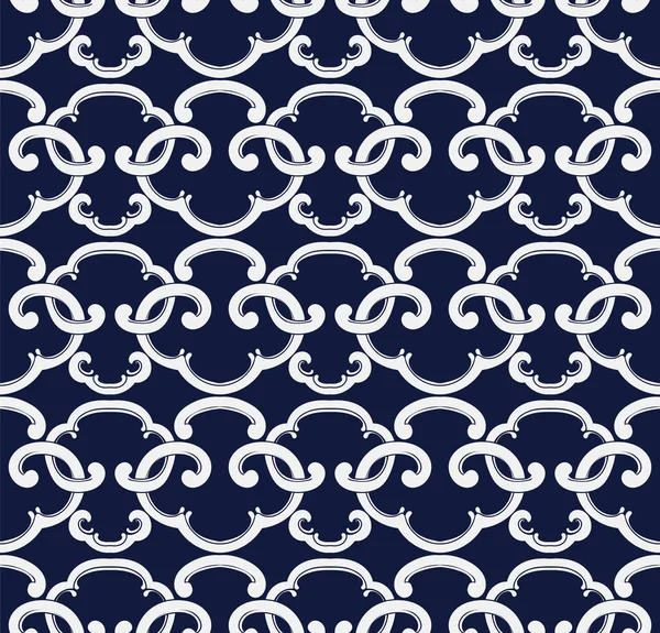 Sans couture bleu chinois fond oriental spirale croix géométrie — Image vectorielle