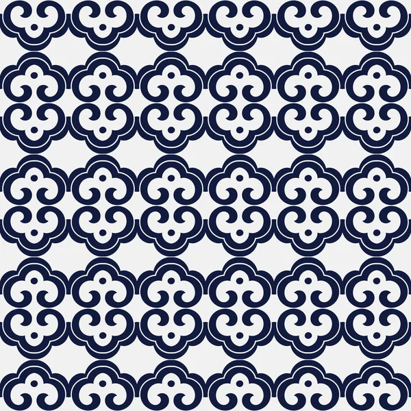 Seamless Blue Chinese Arrière-plan oriental courbe spirale croix rou — Image vectorielle