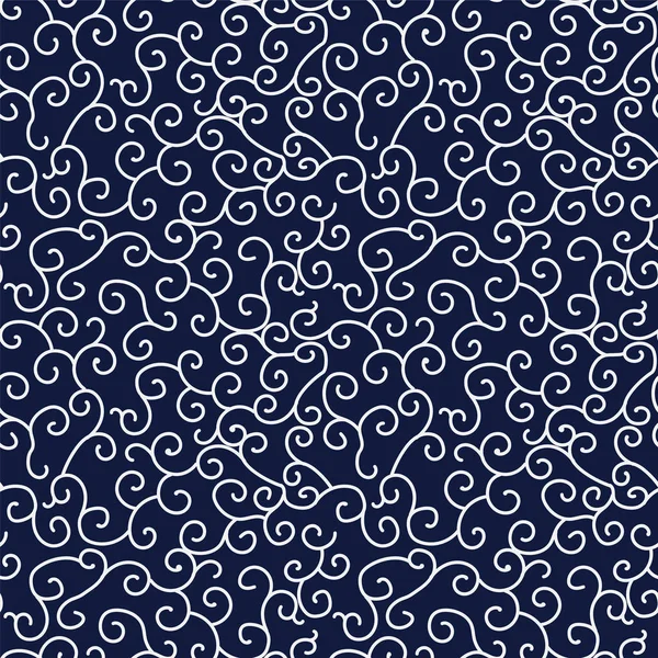 Бесшовный синий китайский фон спираль кривой виноградной лозы линии шинц — стоковый вектор