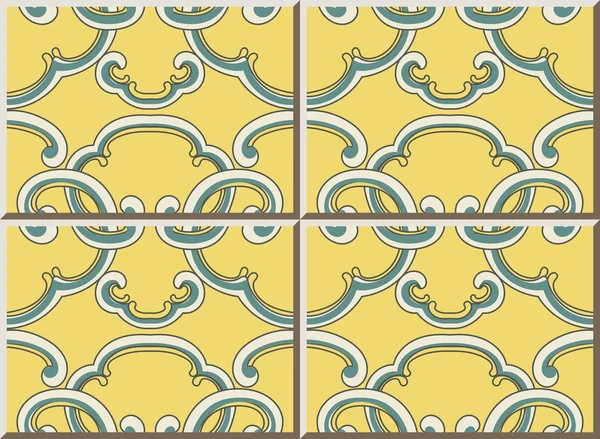 Ceramic tile pattern oriental Chinese curve spiral cross geometr — Stock Vector