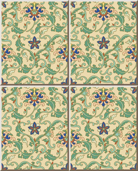 Carreaux de céramique motif jardin botanique chinois spirale feuille croix vi — Image vectorielle