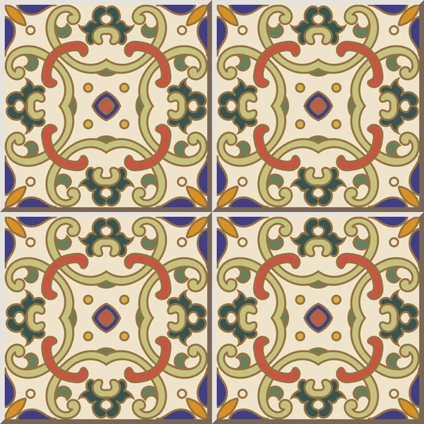 Carreaux de céramique motif courbe chaîne croisée fleur chintz oriental — Image vectorielle