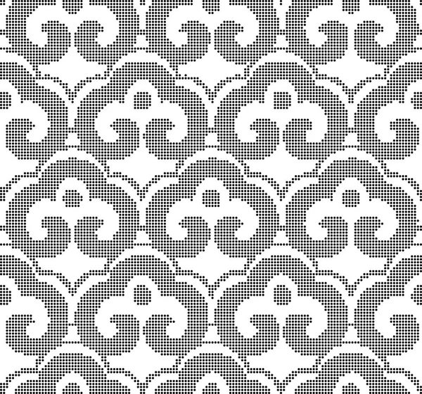 Halftone round black seamless background oriental curve spiral c — Stock Vector