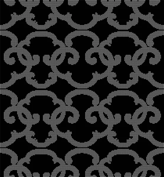 Halbton rund schwarz nahtloser Hintergrund orientalisches Spiralkreuz g — Stockvektor