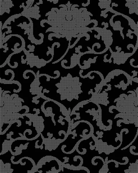Medio tono redondo negro sin costuras jardín botánico espiral c — Archivo Imágenes Vectoriales