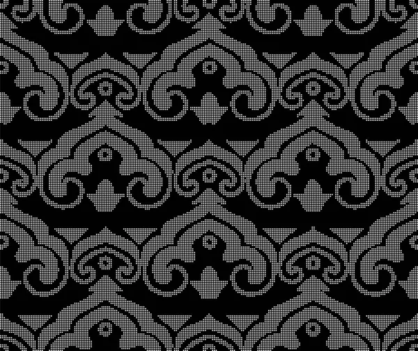 Semitono redondo negro sin costura fondo chino curva espiral cr — Archivo Imágenes Vectoriales