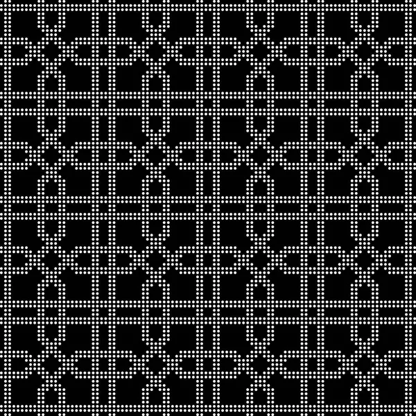 Halftone ronde zwarte naadloze achtergrond achthoek cross geometrie — Stockvector