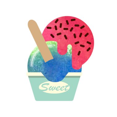 Renkli Sulu Boya doku dondurma dondurma tatlı summ vektör