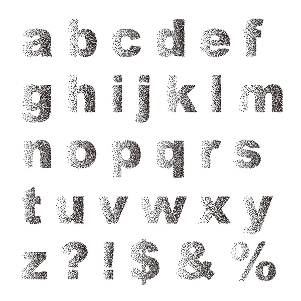 Svart vit stöpplingen prickar textur teckensnitt typografiska bokstäver alphab — Stock vektor