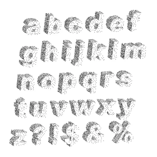 3D czarny biały punktowac punktów tekstury czcionek typograficznych litery alp — Wektor stockowy