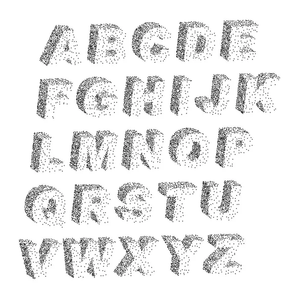 3D preto branco pontilhado pontos textura letra tipográfica letras alp — Vetor de Stock