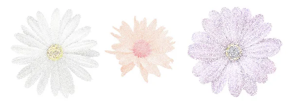 Jardin botanique nature coloré stippling isolé vecteur rose wh — Image vectorielle