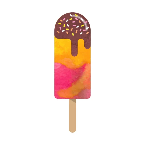 Textura aquarela colorida vetor picolé sorvete doce summ — Vetor de Stock