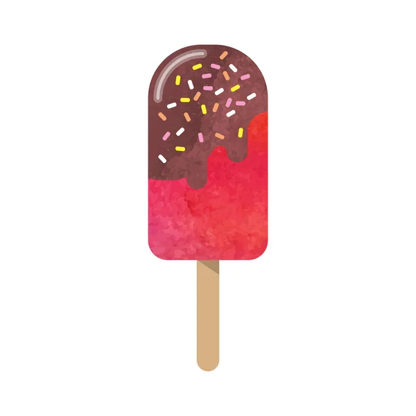 Textura aquarela colorida vetor picolé sorvete doce summ —  Vetores de Stock