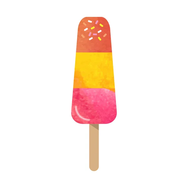 Textura aquarela colorida vetor picolé sorvete doce summ — Vetor de Stock