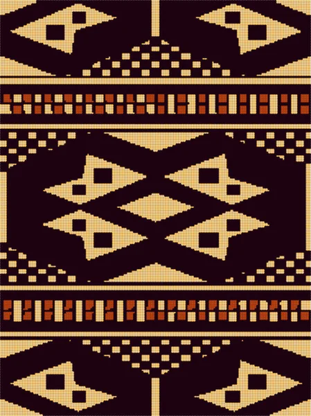 Patrón retro inconsútil colorido de medio tono cheque marrón aborigen — Vector de stock
