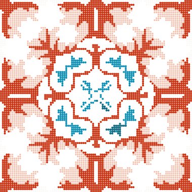 Yarı ton renkli Dikişsiz retro desen yıldız beyaz çiçek kalei