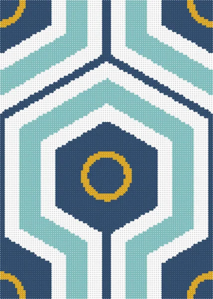 Demi-ton coloré motif rétro sans couture croix hexagone rond géo — Image vectorielle