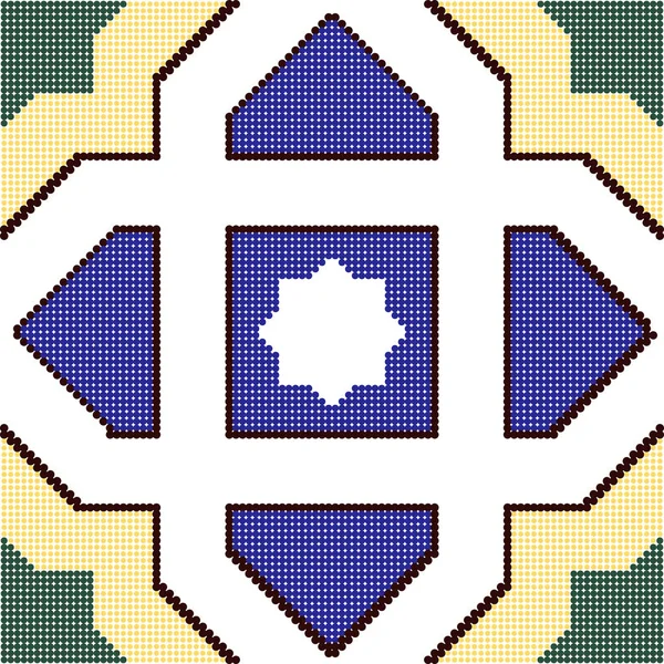 Semitono colorido inconsútil patrón retro cruz estrella geometría fra — Archivo Imágenes Vectoriales