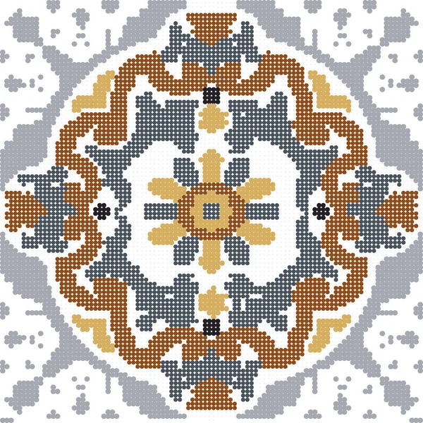 하프톤 다채로운 완벽 한 복고풍 패턴 꽃 타원형 kaleidoscop — 스톡 벡터