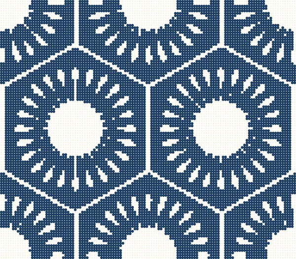 Demi-ton coloré motif rétro sans couture bleu marine polygone rond — Image vectorielle