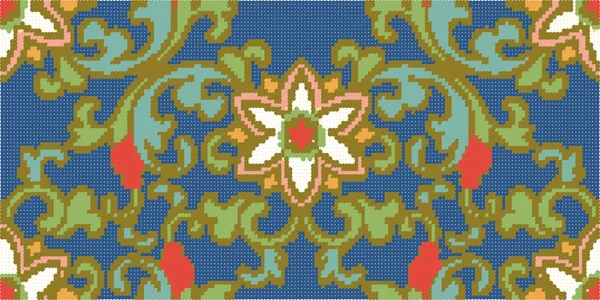 Motif rétro sans couture coloré demi-ton jardin botanique oriental — Image vectorielle