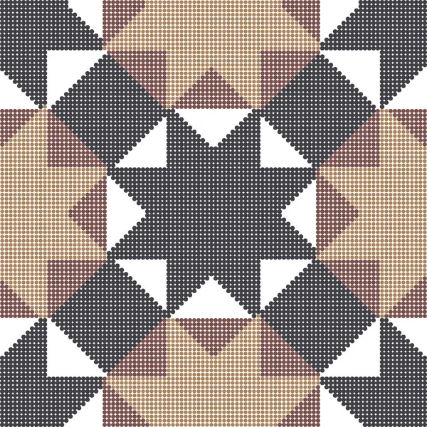 Halftone kleurrijke naadloze retro patroon achthoek sterren cross tria — Stockvector