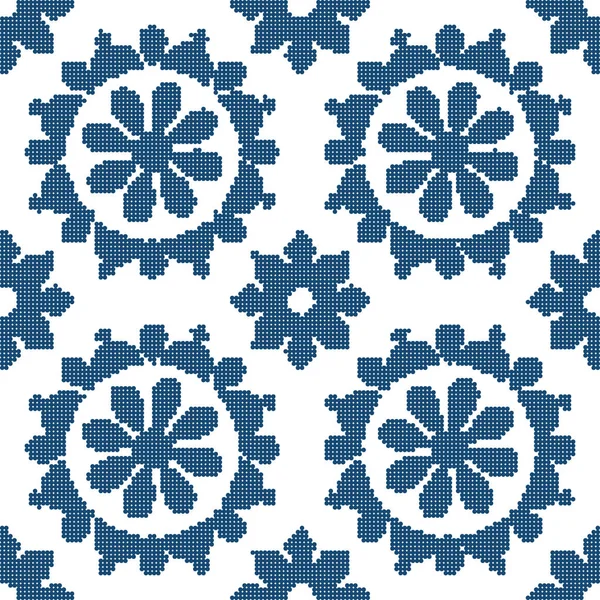 Halvton färgglada sömlös retro mönster vintage blå runda cros — Stock vektor