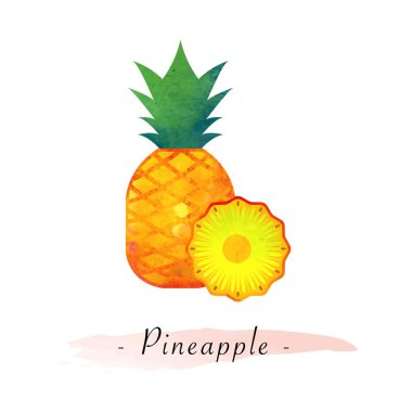 Renkli Sulu Boya doku vektör sağlıklı meyve ananas