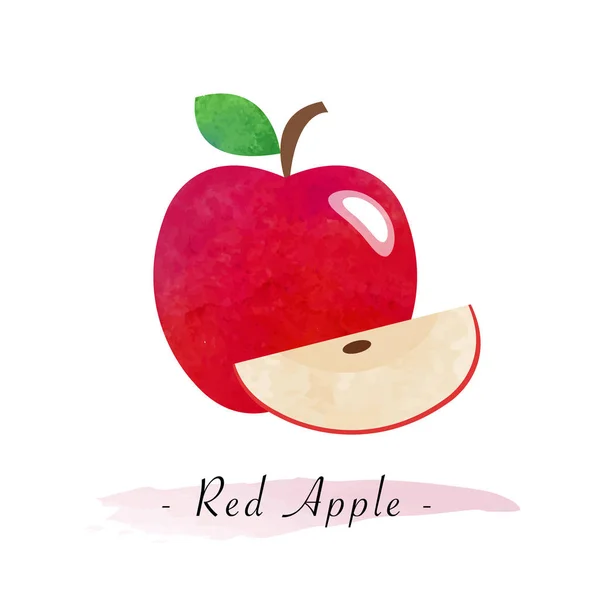 Renkli Sulu Boya doku vektör sağlıklı meyve Kırmızı elma — Stok Vektör