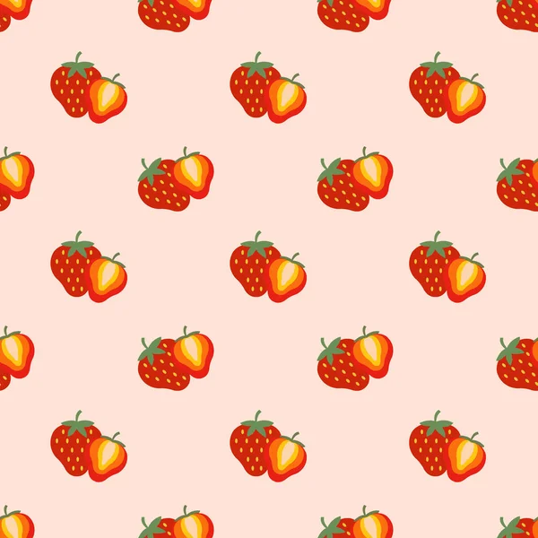 Immagine di sfondo senza soluzione di continuità colorato frutta tropicale fragola — Vettoriale Stock
