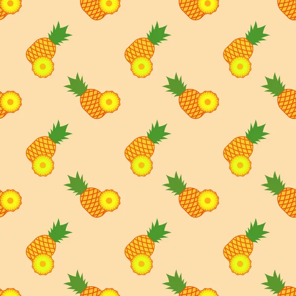 Bezešvé pozadí obrázek barevné tropické ovoce ananas — Stockový vektor