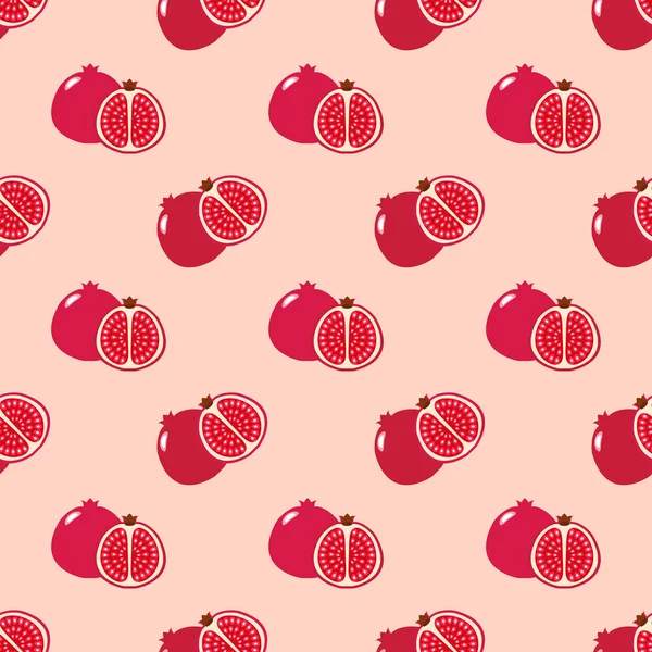 Imagem de fundo sem costura colorido fruta tropical romã vermelha — Vetor de Stock