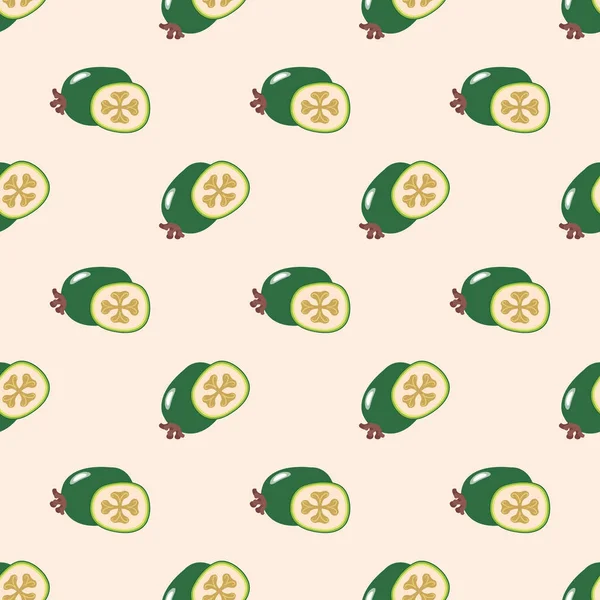 Imagem de fundo sem costura colorido fruta tropical feijoa —  Vetores de Stock