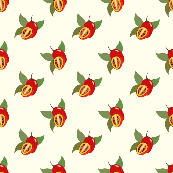 Imagen de fondo sin costuras colorido fruta tropical tamarillo beta — Archivo Imágenes Vectoriales