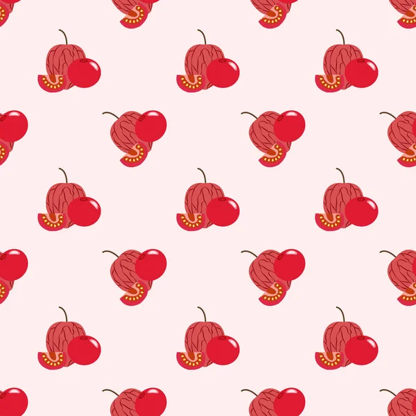 Fond sans couture image coloré fruits tropicaux rouge cape oie — Image vectorielle
