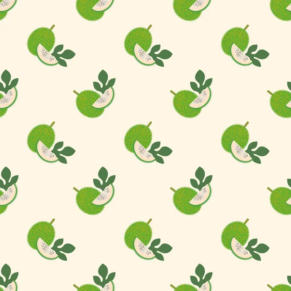 Naadloze achtergrond afbeelding kleurrijke tropische groen gac fruit — Stockvector