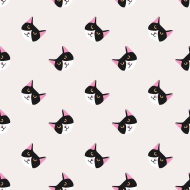 Sorunsuz arka plan kreş sevimli sevimli kedi yüz