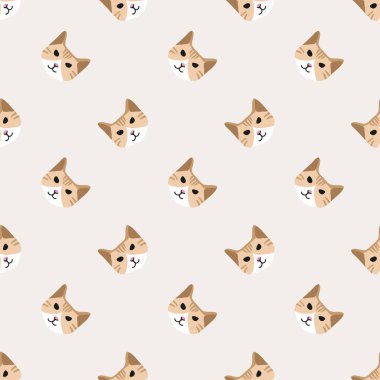 Sorunsuz arka plan kreş sevimli sevimli kedi yüz