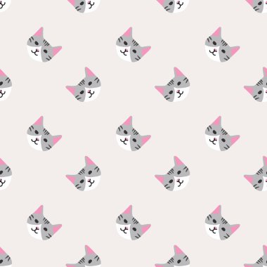 Sorunsuz arka plan kreş sevimli sevimli kedi yüz