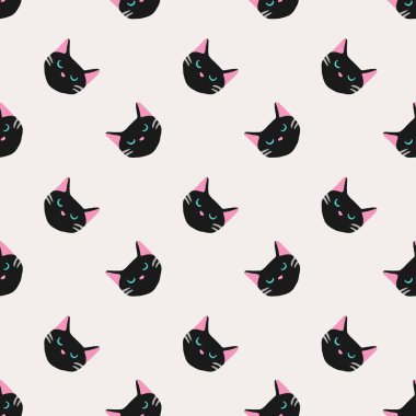 Sorunsuz arka plan kreş sevimli sevimli kedi yüz