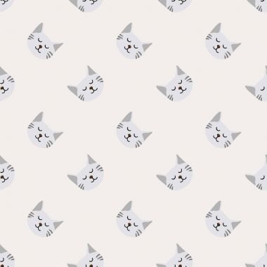 Sorunsuz arka plan kreş sevimli sevimli kedi yüz