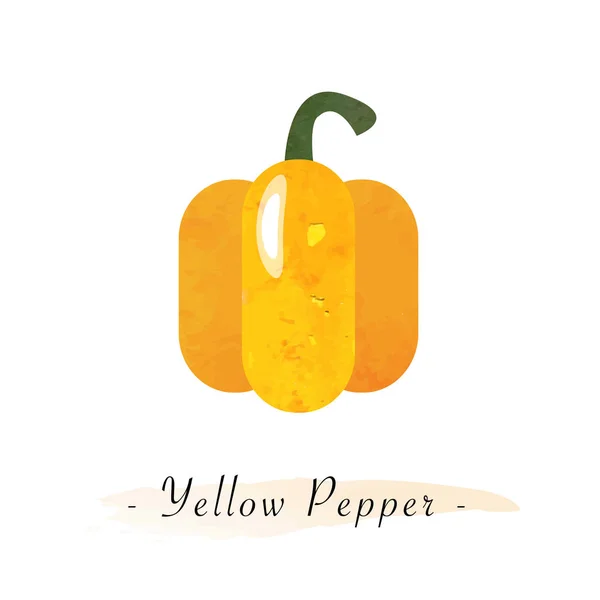 Renkli Sulu Boya doku vektör sağlıklı sebze sarı pepp — Stok Vektör