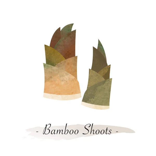 Renkli Sulu Boya doku vektör sağlıklı sebze bambu Kış kış — Stok Vektör